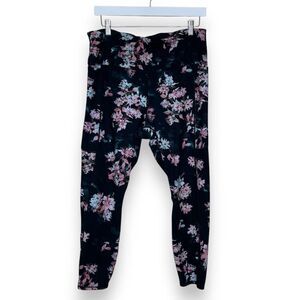 Gaiam Om Hiri Salutation High Waist Black Floral 7/8 Pockets Leggings Women XL